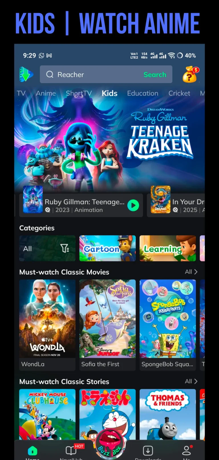 Home 2 moviebox kinds section